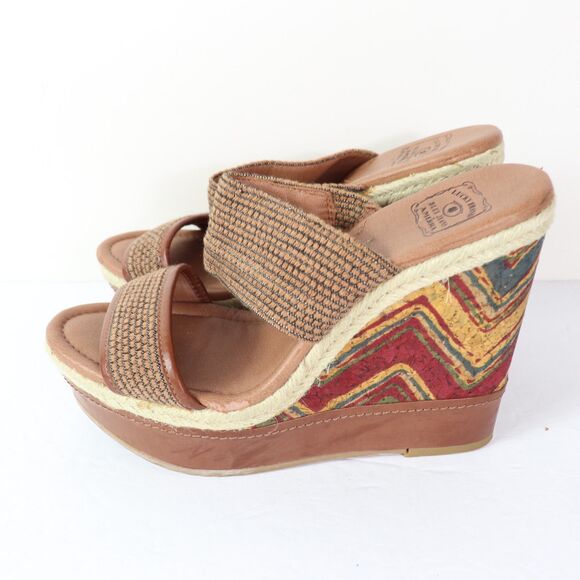 VGC Lucky Brand Candy Cork Wedges 10 - Picture 2 of 9